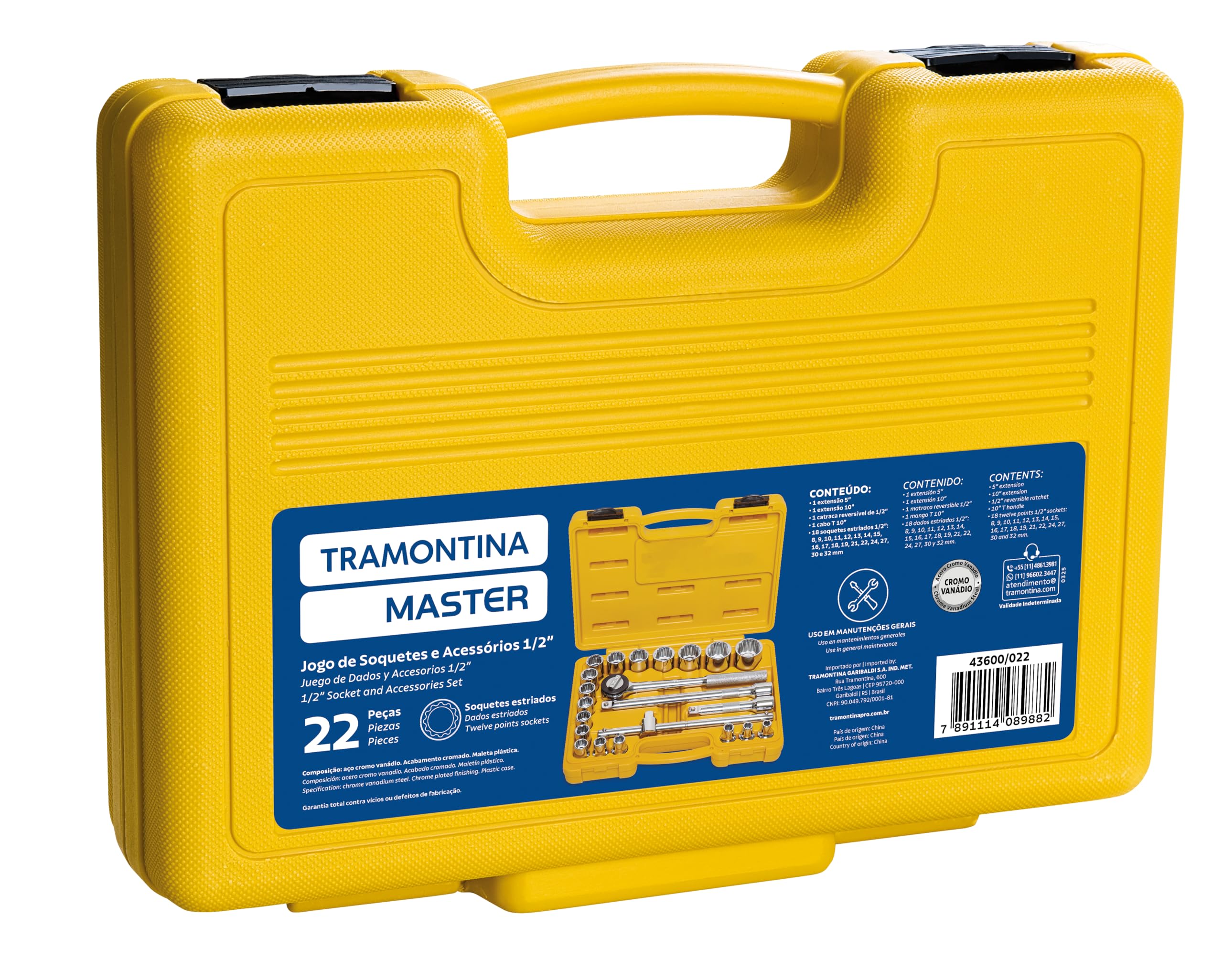 Tramontina PRO Jogo de Soquetes Estriados 1/2" 22 Peças